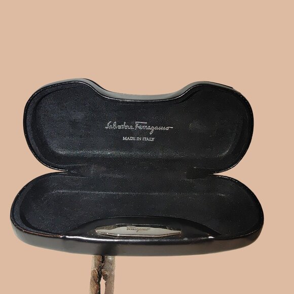 Salvatore Ferragamo Black w/Silver Eyeglasses Case Hard Clamshell Sunglass Case - Picture 1 of 7